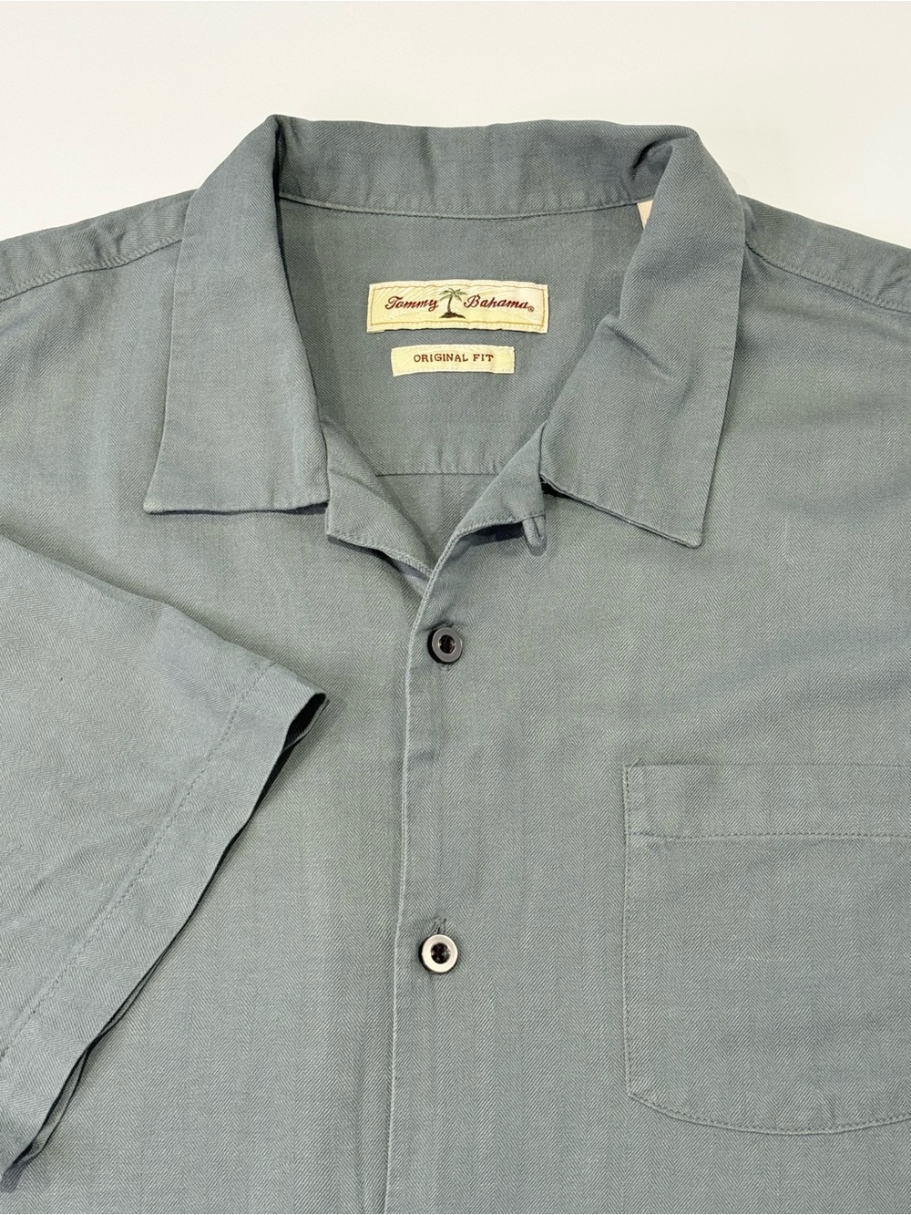 Tommy Bahama Original Fit Men's XL Silk Short Sleeve Button Down Grey Vacation